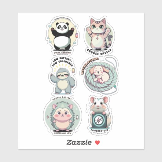 Social Battery Levels Sheet | Introvert Humor  シール (シート)