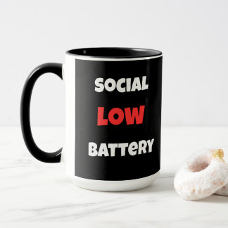Social Battery Low Funny Coffee Mug -Black&White マグカップ