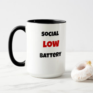 Social Battery Low Funny Coffee Mug -Black&White マグカップ