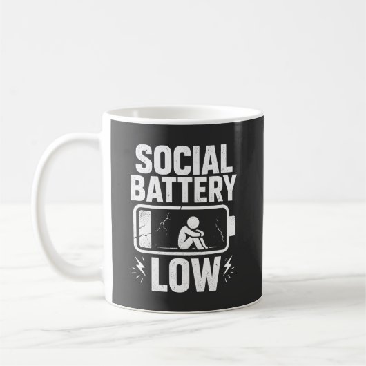 Social Battery Low Warning コーヒーマグカップ (左)