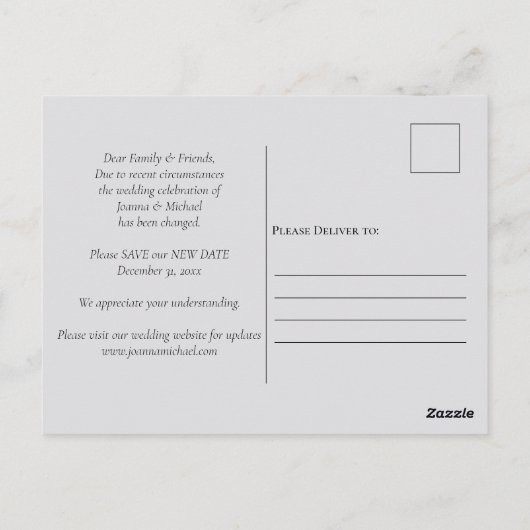 Social Distancingの結婚日付写真の発表 ポストカード (裏面)