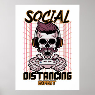 Social distancing expert gaming design ポスター