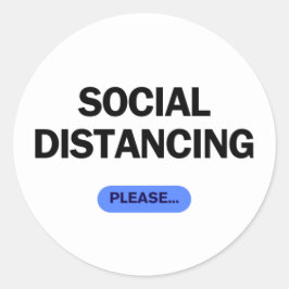 "Social Distancing Please" Funny Covid ラウンドシール