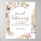 Social Distancing Wedding Pampas Grass Sign ポスター (正面)