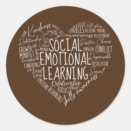 Social Emotional Learning Heart Counselor Teacher ラウンドシール (正面)