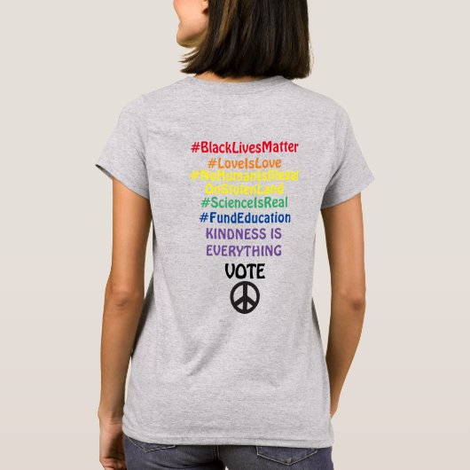 Social Justice Tee、Peace T-Shirt Tシャツ (裏面)