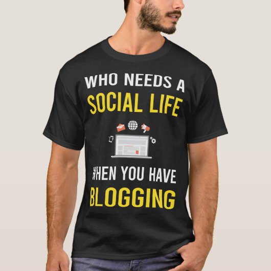 Social Life Bloggingブログブロガー Tシャツ (正面)