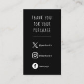 Social Links白の黒い注文の感謝 エンクロージャーカード (正面)