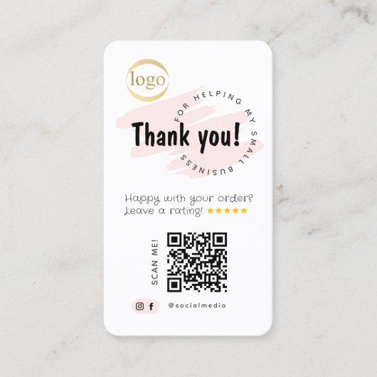 Social Media Add QR Code & Logo Thank You 名刺 (正面)