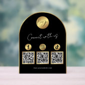 Social Media Black & Gold Arch Logo QR Code アクリルサイン (ニュートラル)