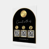 Social Media Black & Gold Arch Logo QR Code アクリルサイン (傾斜)
