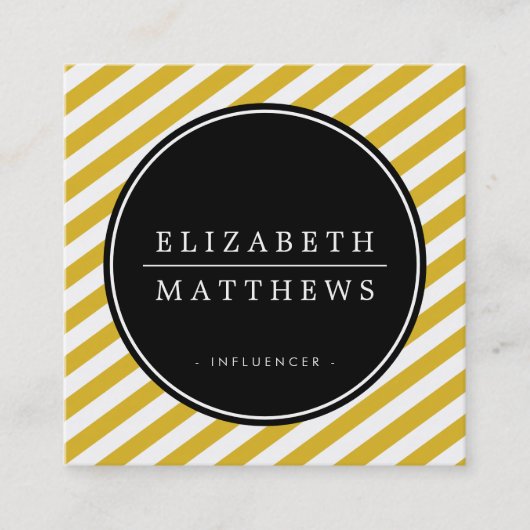 SOCIAL MEDIA circle黒マスタード縁どイエロー スクエア名刺 (正面)