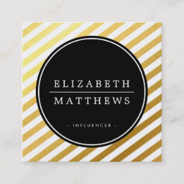 SOCIAL MEDIA circle黒縁ど光沢金ゴールド白 スクエア名刺