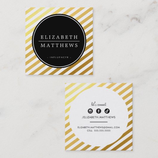 SOCIAL MEDIA circle黒縁ど光沢金ゴールド白 スクエア名刺 (正面/裏面)