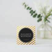 SOCIAL MEDIA circle黒縁ど光沢金ゴールド白 スクエア名刺 (スタンド正面)