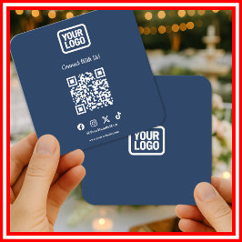 Social Media Connect With Us Instagram Navy QR スクエア名刺