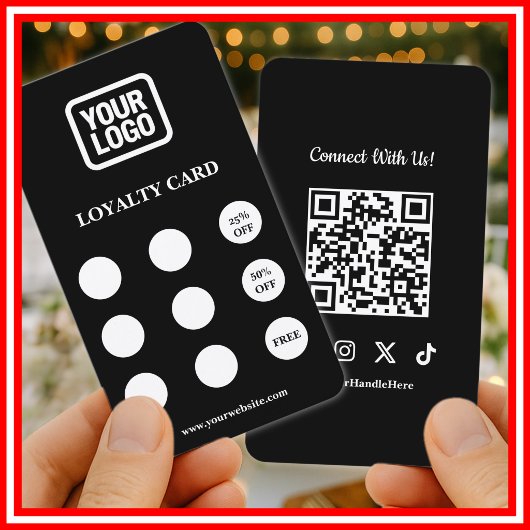Social Media Connect With Us QR Code Loyalty Card 名刺