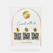  Social Media Gold Arch Logo QR Code Transparent アクリルサイン (正面)