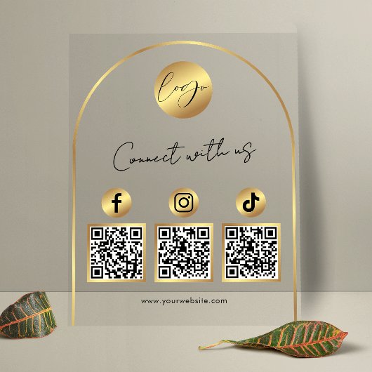  Social Media Gold Arch Logo QR Code Transparent アクリルサイン