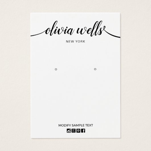 Social Media Icon Script Font Earring Display Card (正面)