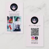 Social Media Influencer QR Code Photo Beige 名刺 (正面/裏面)