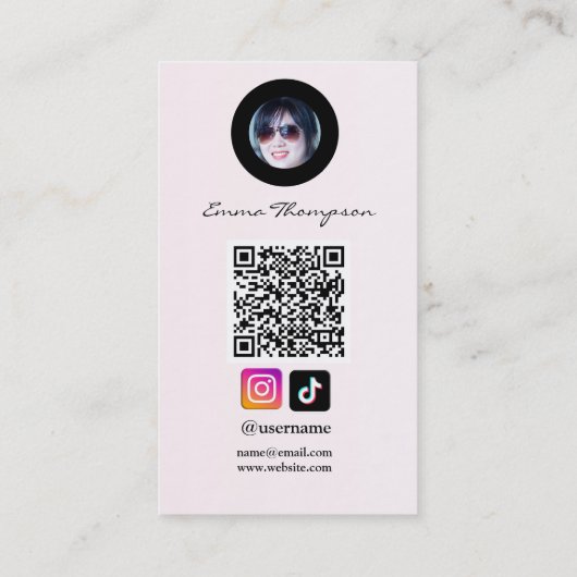 Social Media Influencer QR Code Photo Beige 名刺 (裏面)