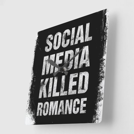 Social Media Killed Romance スクエア壁時計 (傾斜)