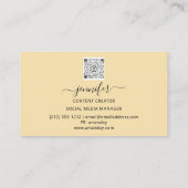 Social Media ManagerコンテンツクリエーターQRイエロー 名刺 (裏面)