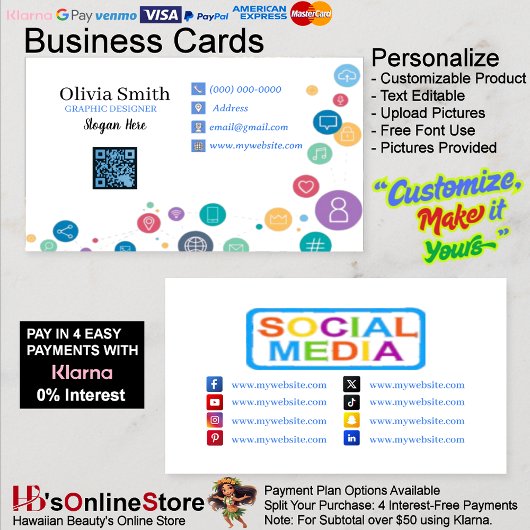 Social Media Networking QR Code Business Cards 14 名刺