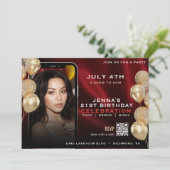 Social Media Photo Flyer Red & Gold 21st Birthday 招待状 (スタンド正面)