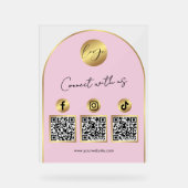  Social Media Pink & Gold Arch Logo QR Code アクリルサイン (正面)