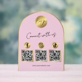  Social Media Pink & Gold Arch Logo QR Code アクリルサイン (ニュートラル)