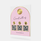  Social Media Pink & Gold Arch Logo QR Code アクリルサイン (傾斜)