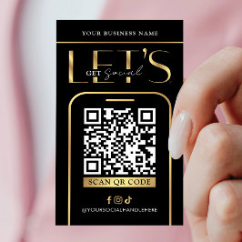 Social Media QR Code Black & Gold Logo QR Code 名刺