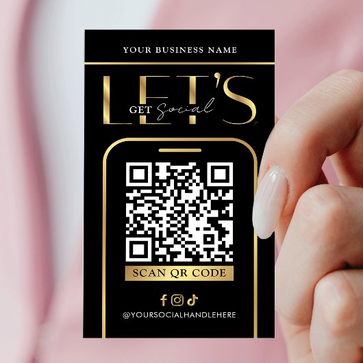 Social Media QR Code Black & Gold Logo QR Code 名刺