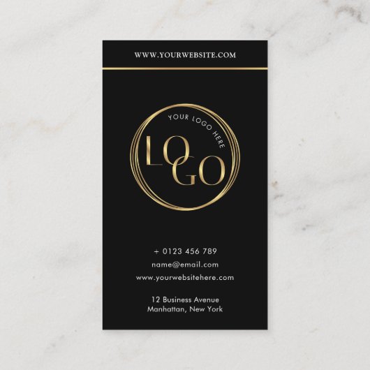 Social Media QR Code Black & Gold Logo QR Code 名刺 (裏面)