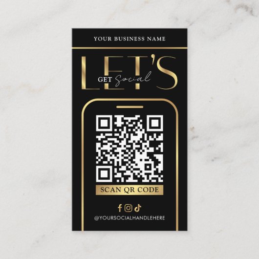 Social Media QR Code Black & Gold Logo QR Code 名刺 (正面)