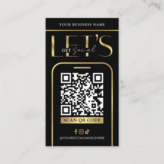 Social Media QR Code Black & Gold Logo QR Code 名刺 (正面)