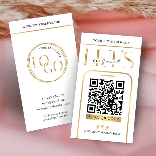Social Media QR Code Glam Gold Logo QR Code 名刺