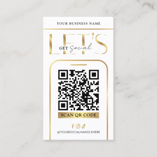 Social Media QR Code Glam Gold Logo QR Code 名刺 (正面)