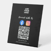 Social Media QR Code | Instagram Facebook Tabletop 台座サイン (正面)