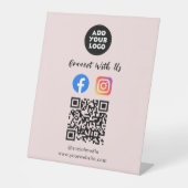 Social Media QR Code | Instagram Facebook Tabletop 台座サイン (正面)