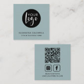Social Media QR Code Logo Blue-Green スクエア名刺 (正面/裏面)