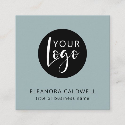 Social Media QR Code Logo Blue-Green スクエア名刺 (正面)