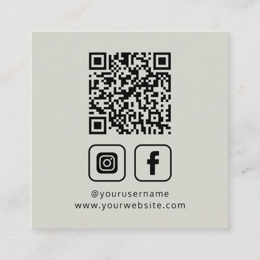Social Media QR Code Logo Smoky White スクエア名刺 (裏面)