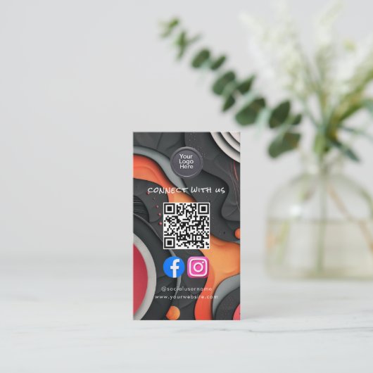 Social Media QR Code Modern Pro Minimalist Sleek B 名刺 (スタンド正面)