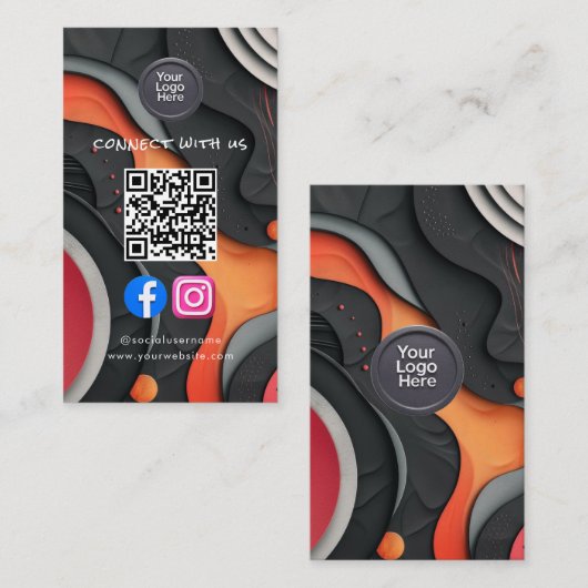 Social Media QR Code Modern Pro Minimalist Sleek B 名刺 (正面/裏面)