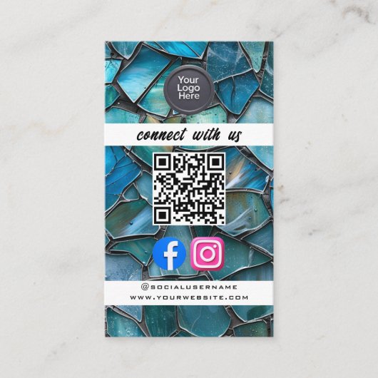 Social Media QR Code Modern Pro Minimalist Sleek B 名刺 (正面)