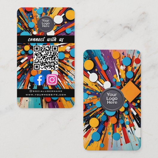 Social Media QR Code Modern Pro Minimalist Sleek B 名刺 (正面/裏面)