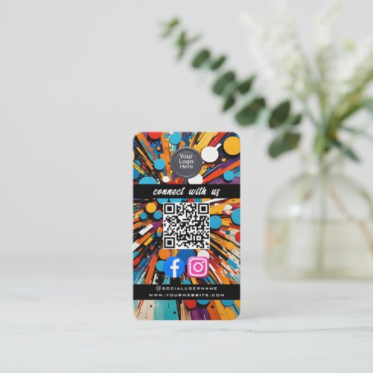 Social Media QR Code Modern Pro Minimalist Sleek B 名刺 (スタンド正面)
